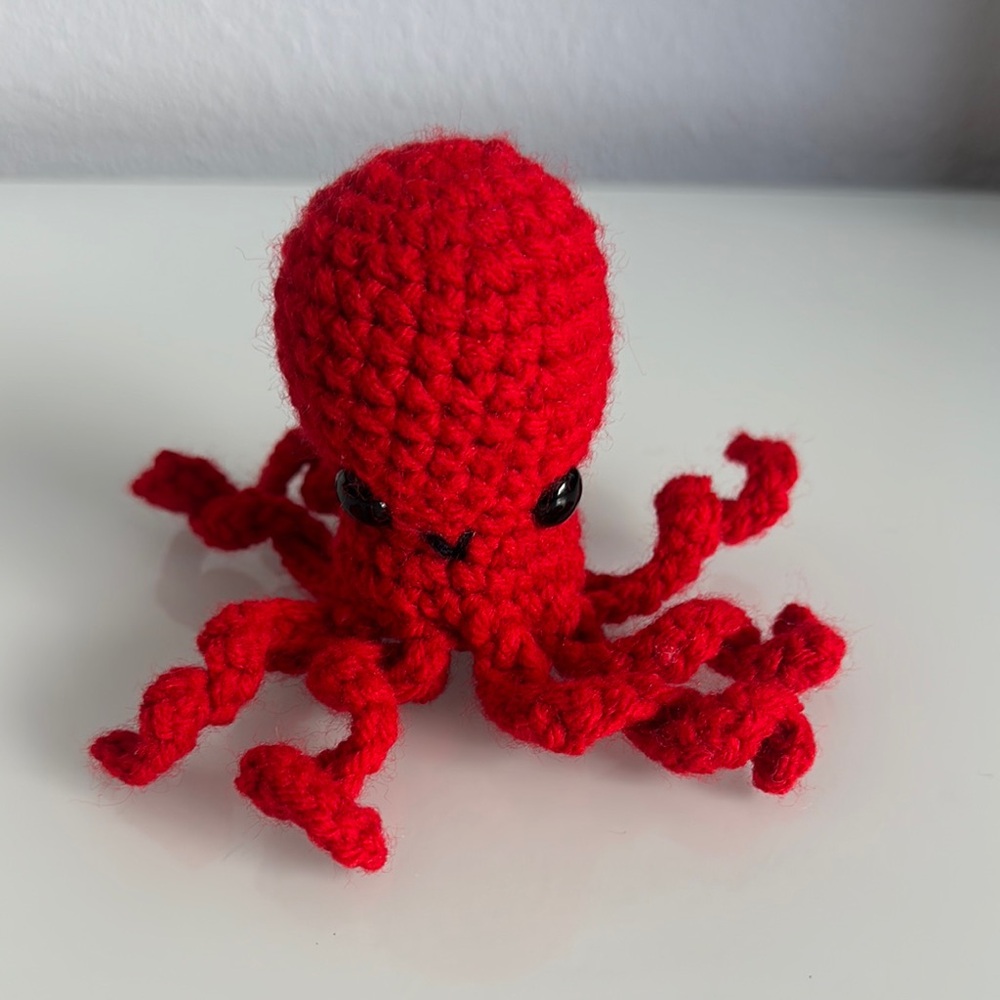 Handmade Red Crochet Octopus